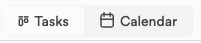 The Tasks and Calendar switch at the top of the planner